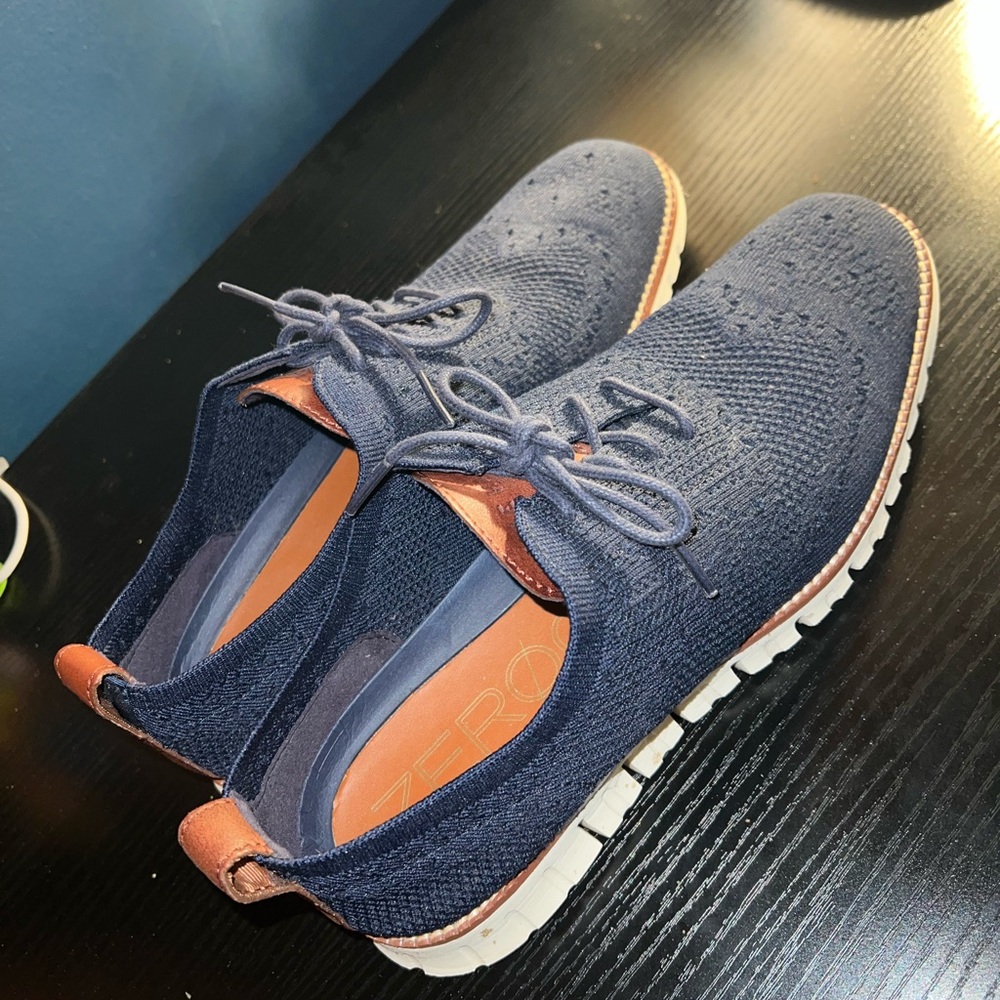 Cole Haan Blue Sneakers with Textured Fabric and Thick White Sole, *WORN ONCE*